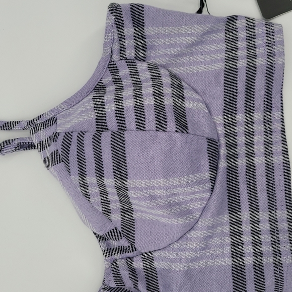 J For Justify Crop Top Tank Striped Checkered Cups Slightly Paded Size XL - Picture 2 of 6